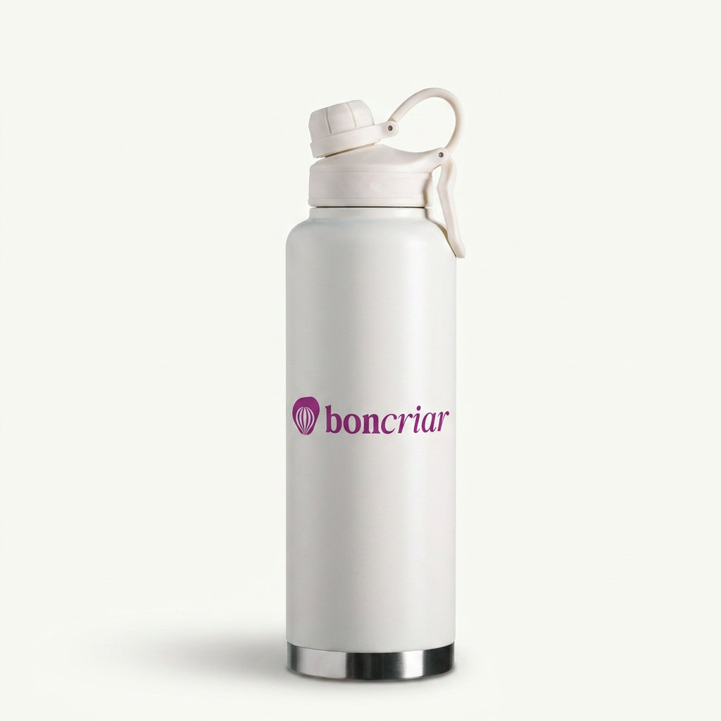 Garrafa térmica branca com alça